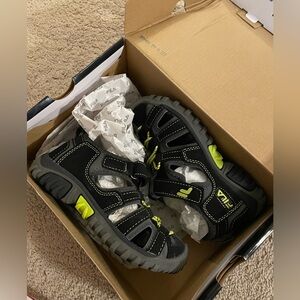 Fila Kids Black and Neon Green Sandals - grouper lite